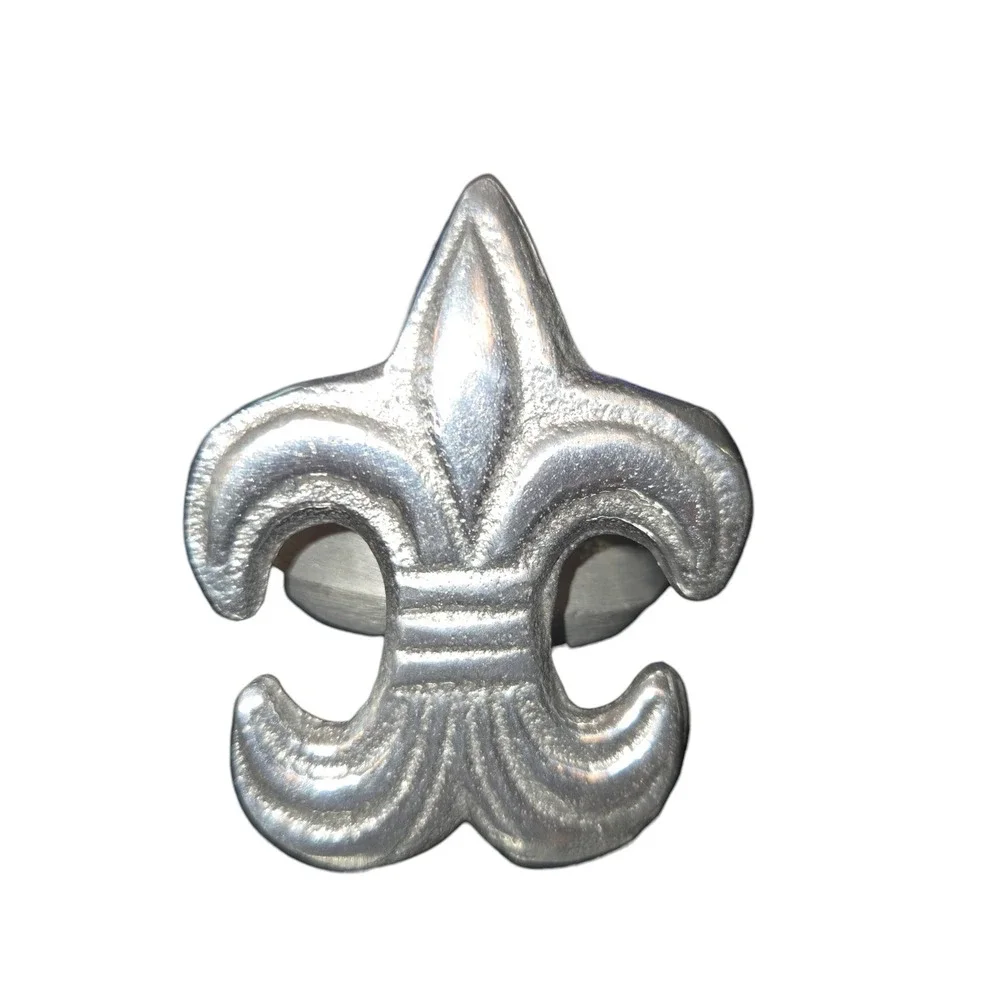 IHI Fleur De Lis Napkin Rings Silver‎ Tone Pewter Set of 6 French Country 2.25